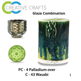 Palladium PC-04 over Wasabi C-43 Pottery Cone 5 Glaze Combination